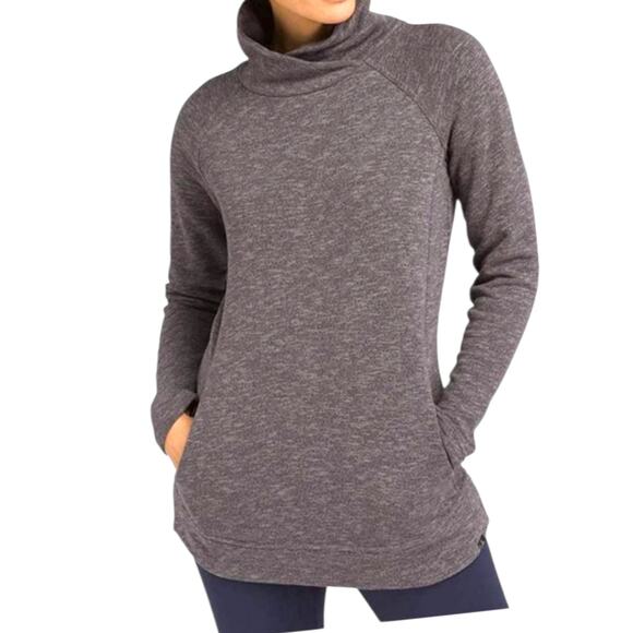 Prana Calexa Tunic Sweatshirt Top S Pockets Active Leisure Organic Cotton Gray‎ - Picture 1 of 8
